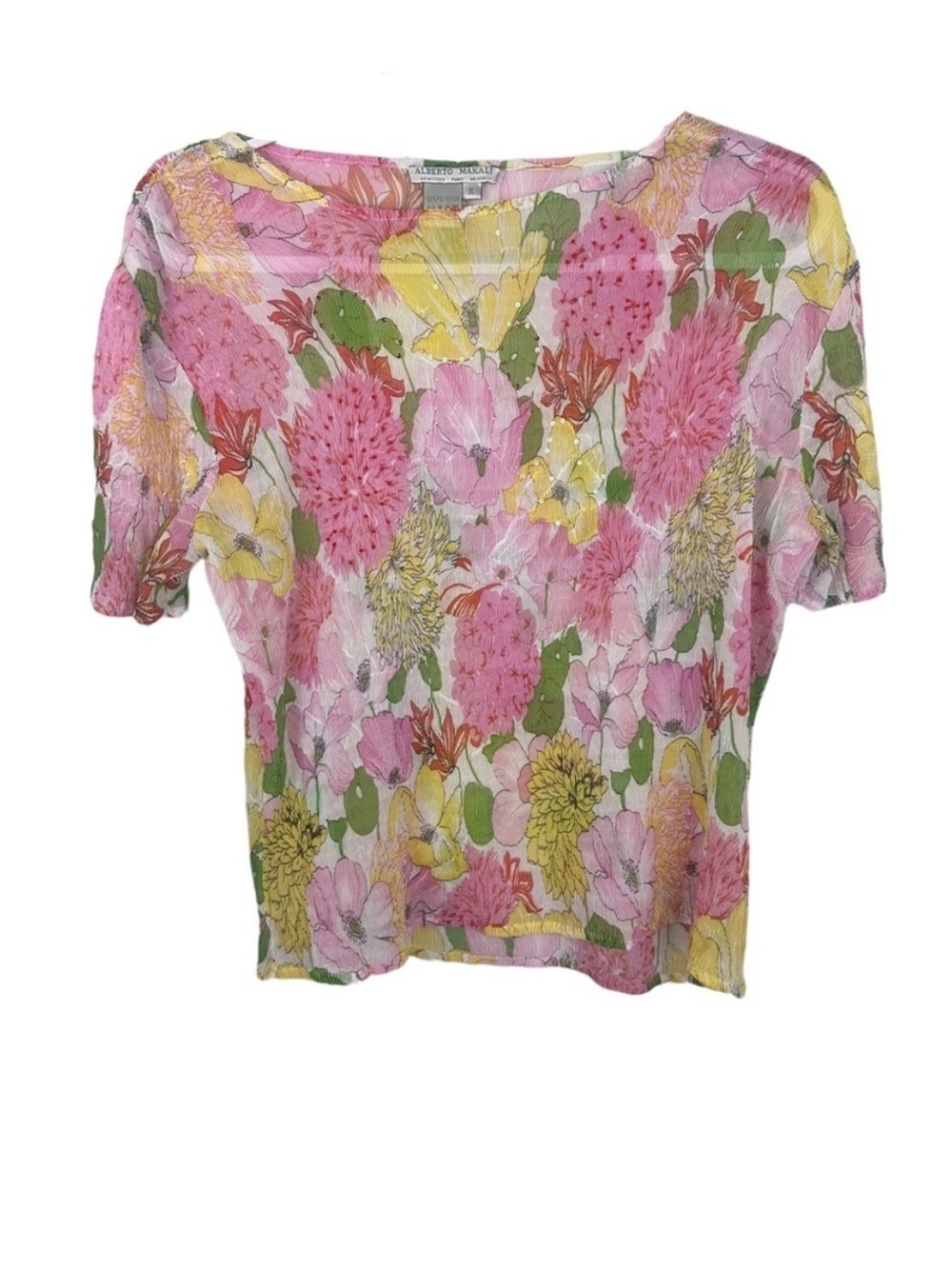 Alberto Makali Floral Crinkle Blouse Top
